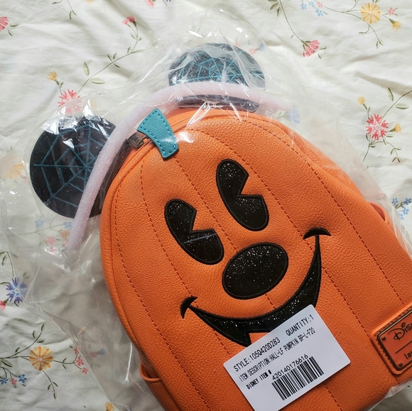 Loungefly | Bags | Disney Mickey Pumpkin Jackolantern Mini Backpack ...